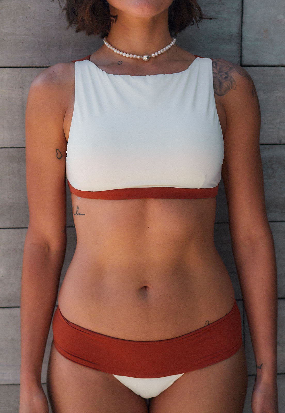 Biquini Dbah bicolor white e terra